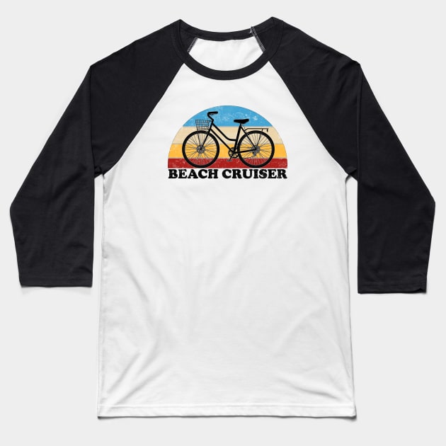 Beach Cruiser Bike Vintage Colors Baseball T-Shirt by TheWanderingFools